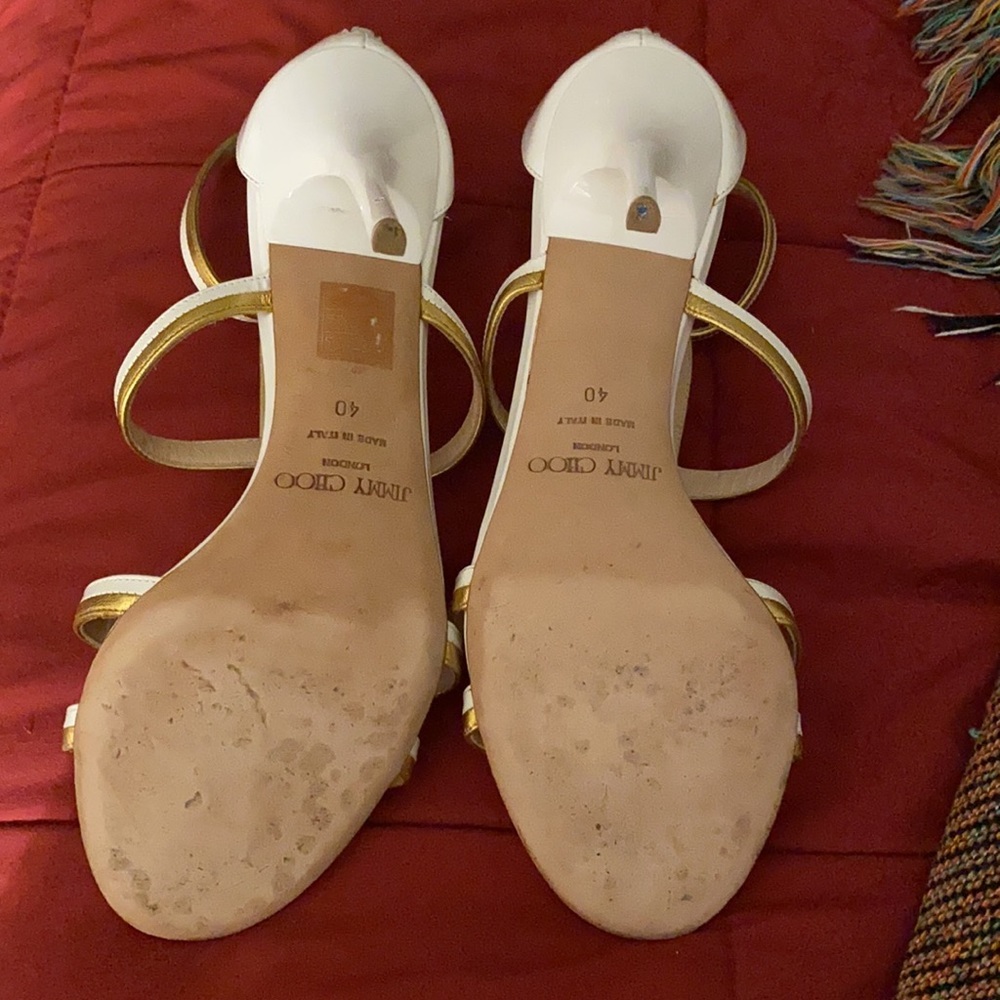 Jimmy Choo White & Gold High Heels - Picture 10 of 11